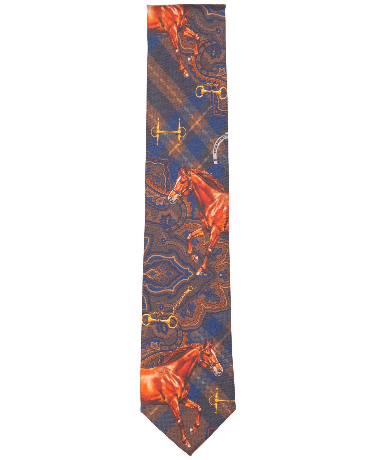 Men's Equestrian Royal Print Silk Tie
