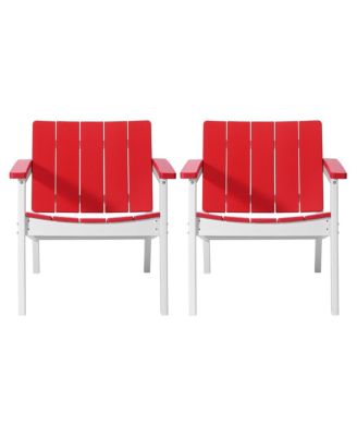 Outdoor HDPE Modern Patio Club Armchairs (Set of 2)
