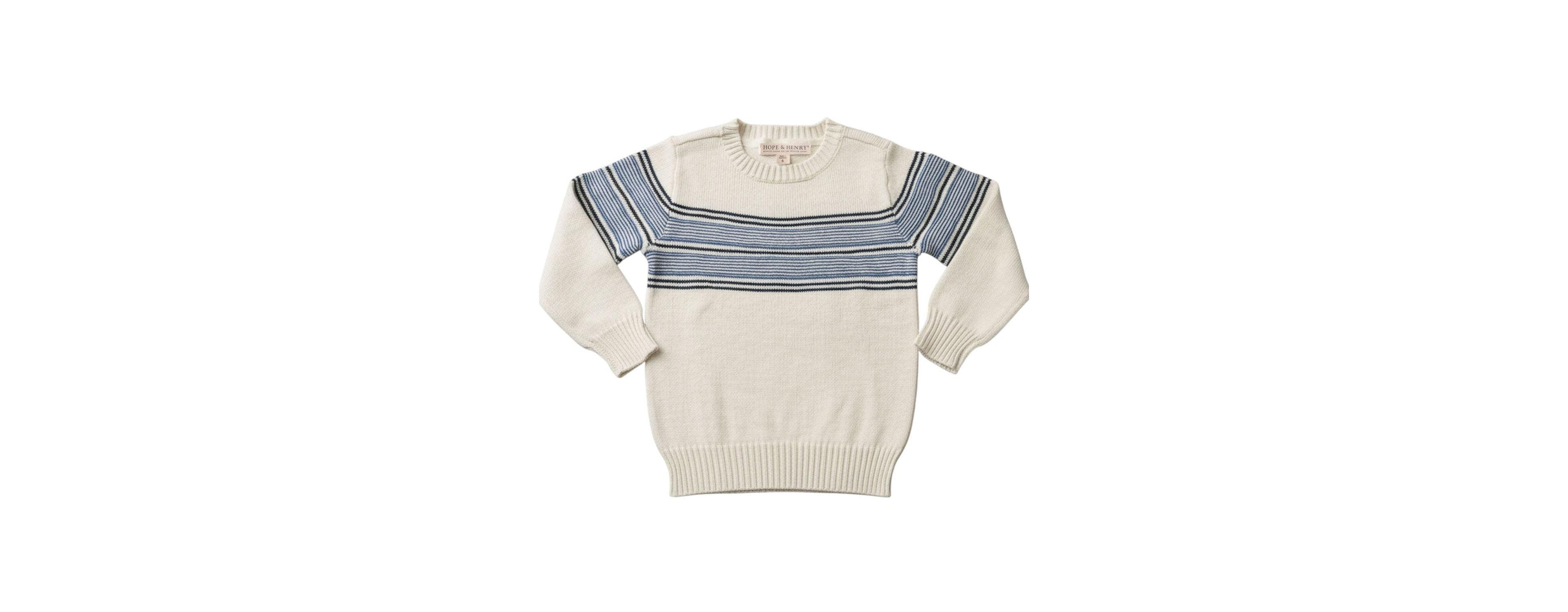 Hope & Henry Little Boys (5-7) Organic Striped Crew Neck Pullover Sweater
