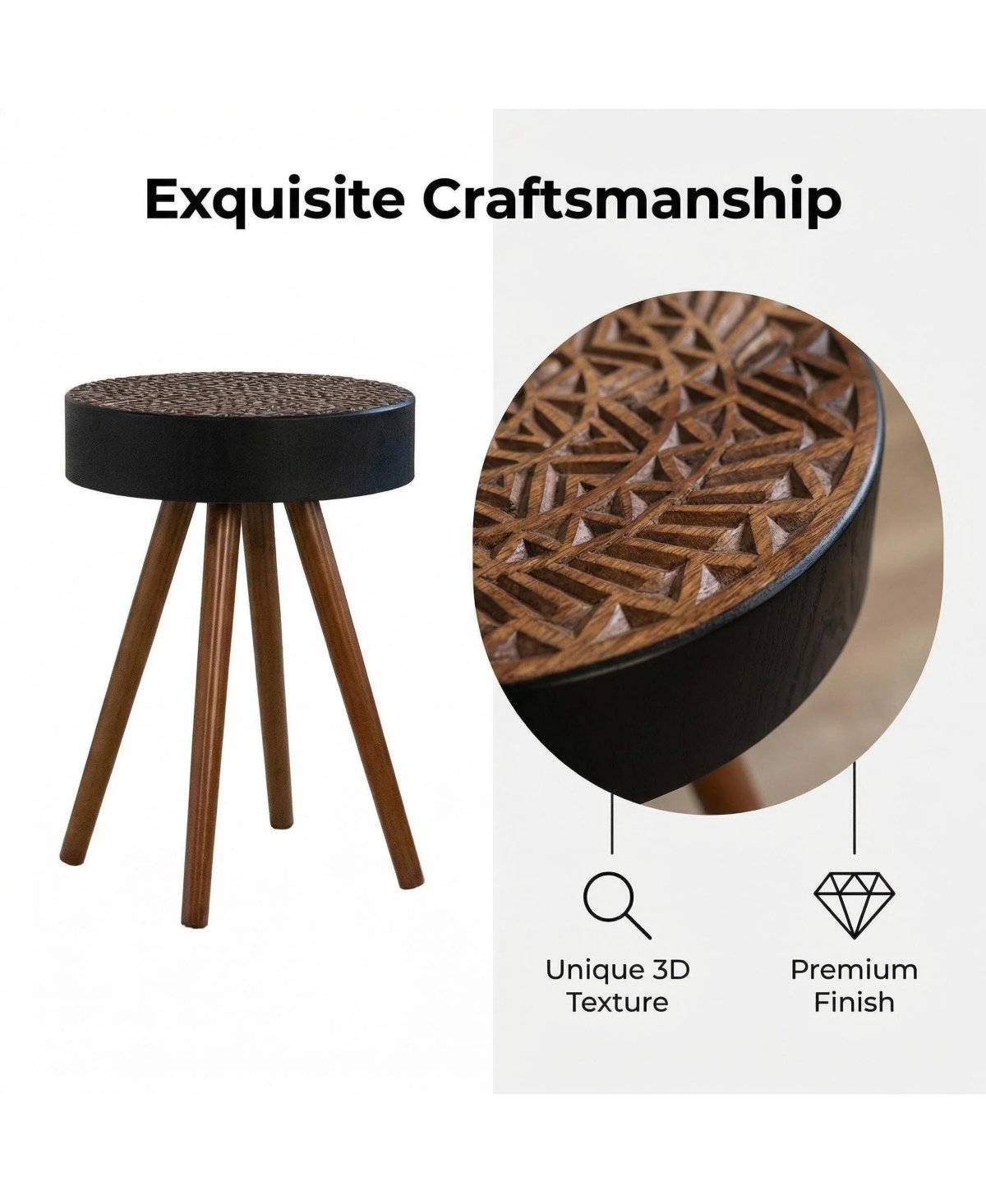 flynama 15.7" Mini Round Wooden Side Table