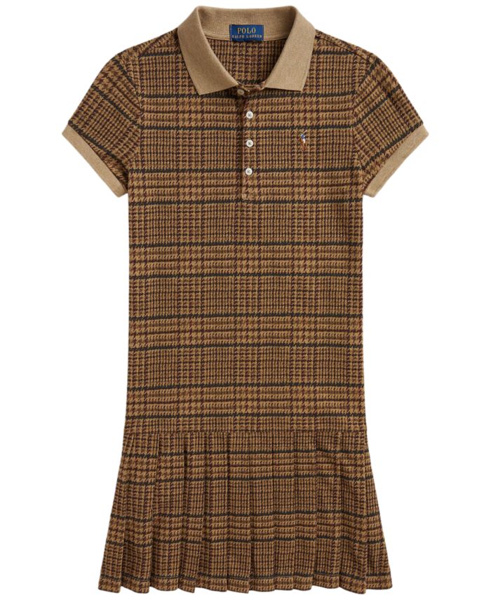Polo Ralph Lauren Girls' 7-16 Tweed-Print Stretch Mesh Polo Dress