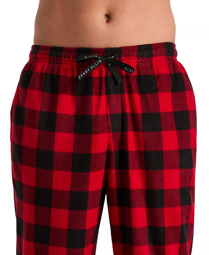 Men's Fleece Buffalo Plaid Sleep Pants - thumbnail 3