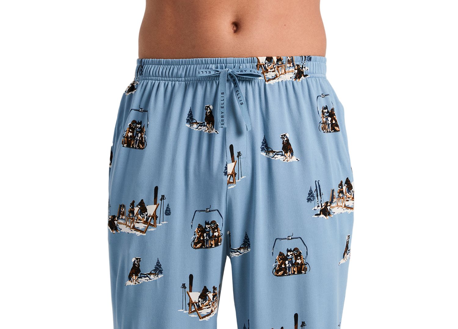 Men's Deluxe Touch Apres Ski Pup Print Jersey Sleep Pants