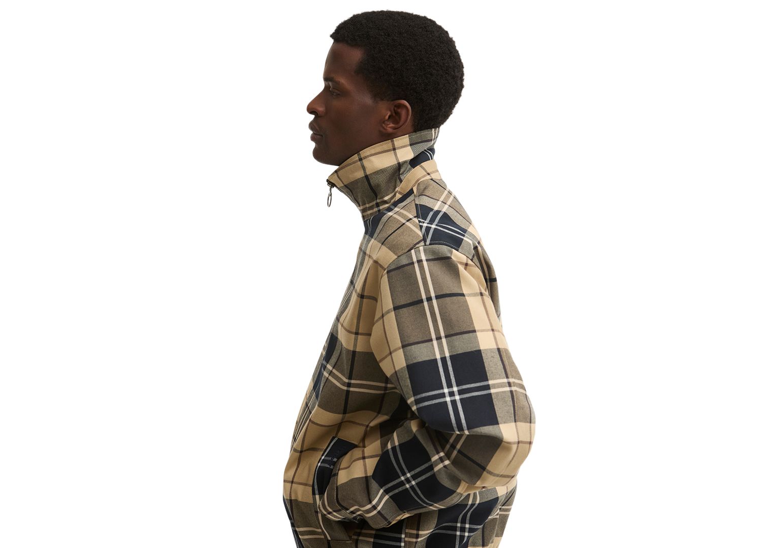 Men's Tartan Funnel-Neck Showerproof Jacket