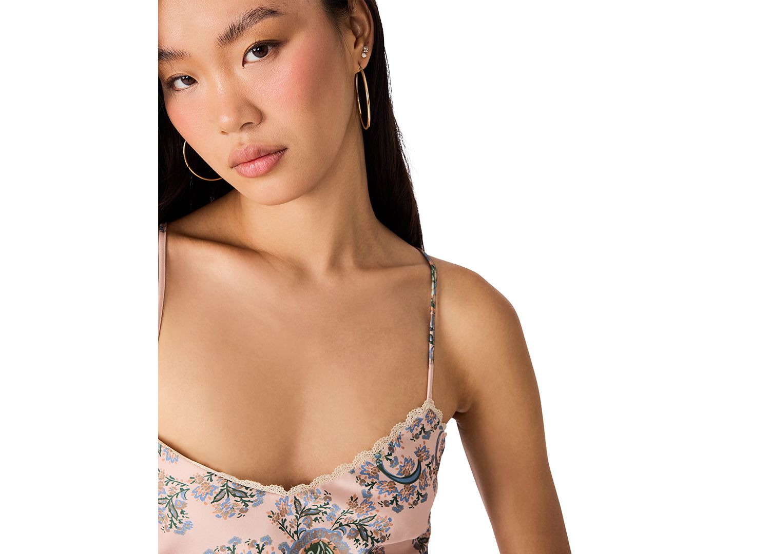 Women's Kamrynn High-Low Paisley-Print Lace-Trim Dress