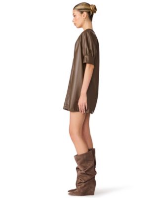 steve madden brown leather dress Women's Sharleene Puff-Sleeve Polyurethane Mini Select Jacket Size:EU52/US42 black halter neck formal dress Modern Blush Pink Short Midi dress inspired footwear with expert
