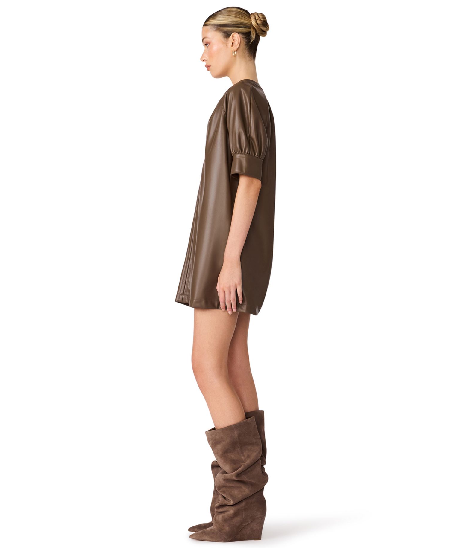 Women's Sharleene Puff-Sleeve Polyurethane Mini Dress