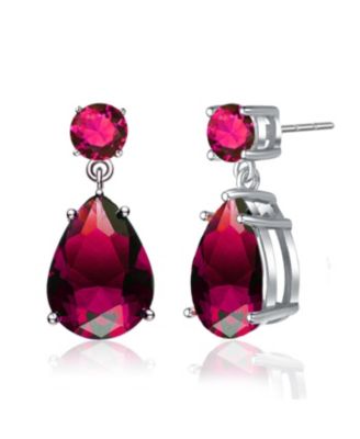 Radiant Sterling Silver White Gold Plated CZ Drop Earrings