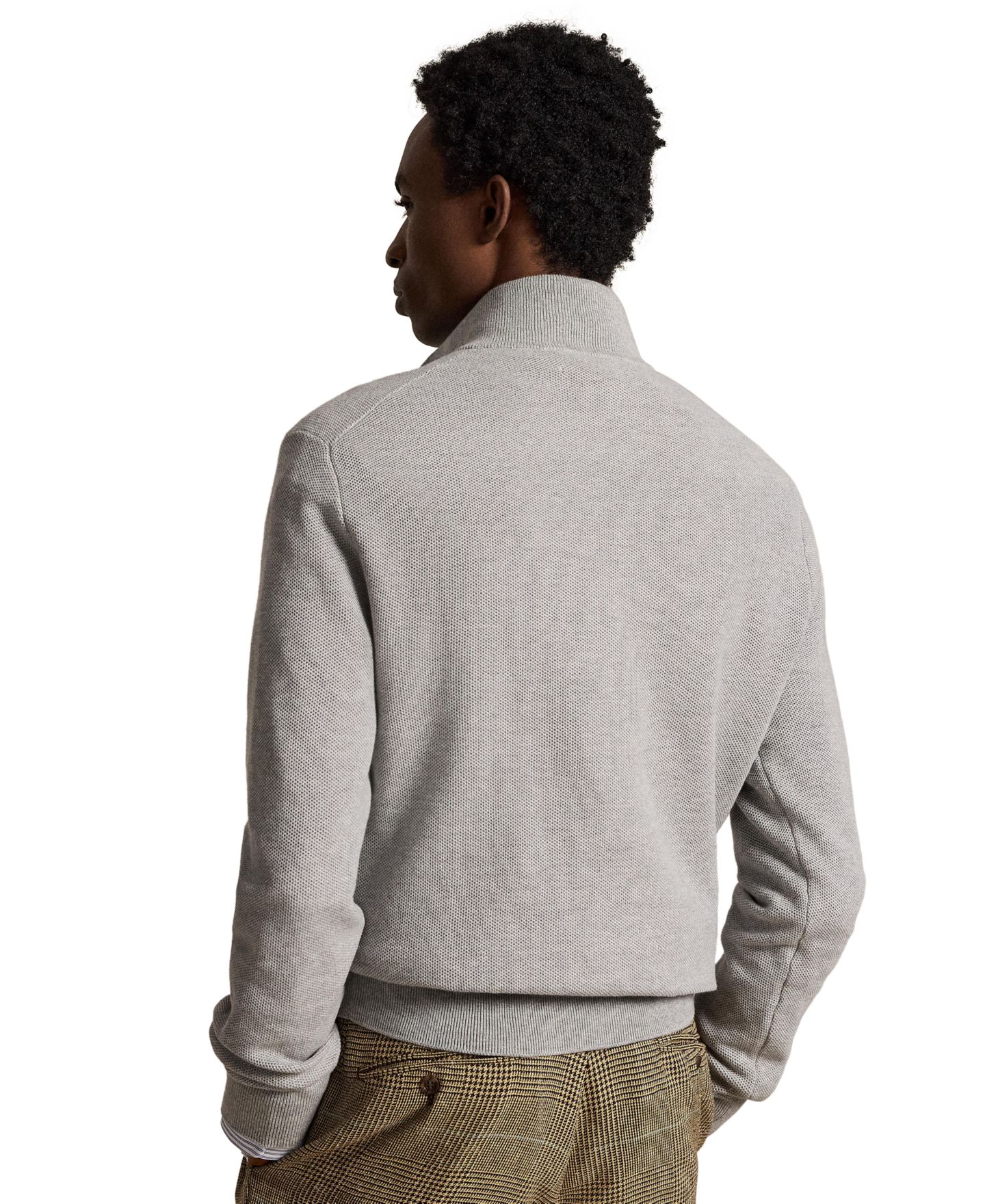 Мужской свитер Polo Ralph Lauren Mesh-Knit Cotton Quarter-Zip, цвет: Меланжевый — фото 4