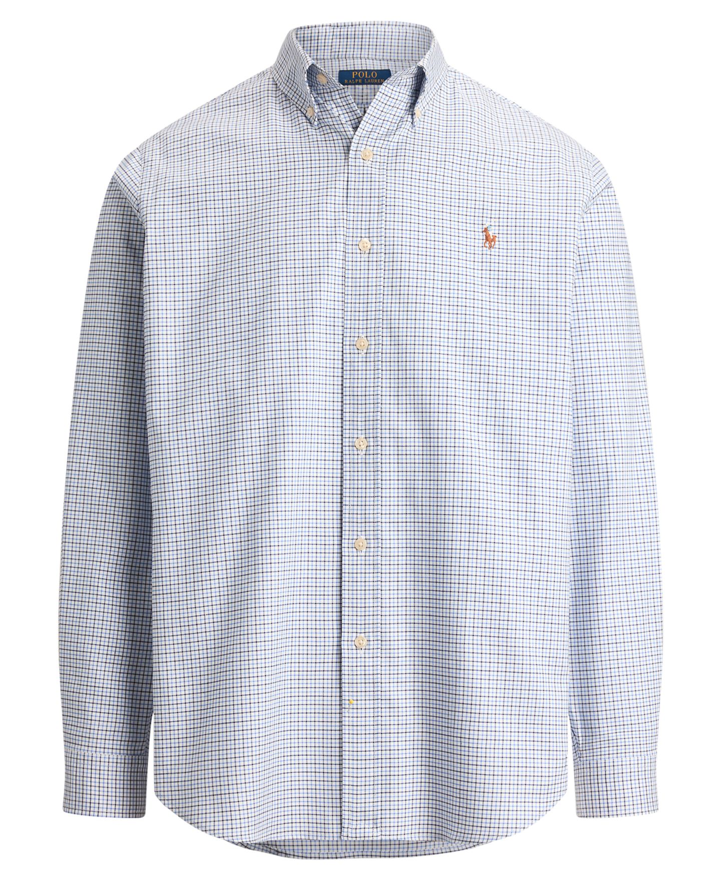 Мужская рубашка Polo Ralph Lauren Performance Oxford классического кроя, цвет: Белый синий разноцветный — фото 5
