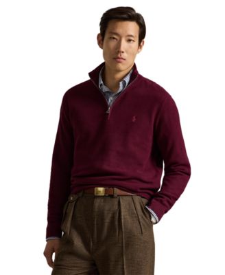 Men's Mesh-Knit Cotton Quarter-Zip Sweater
