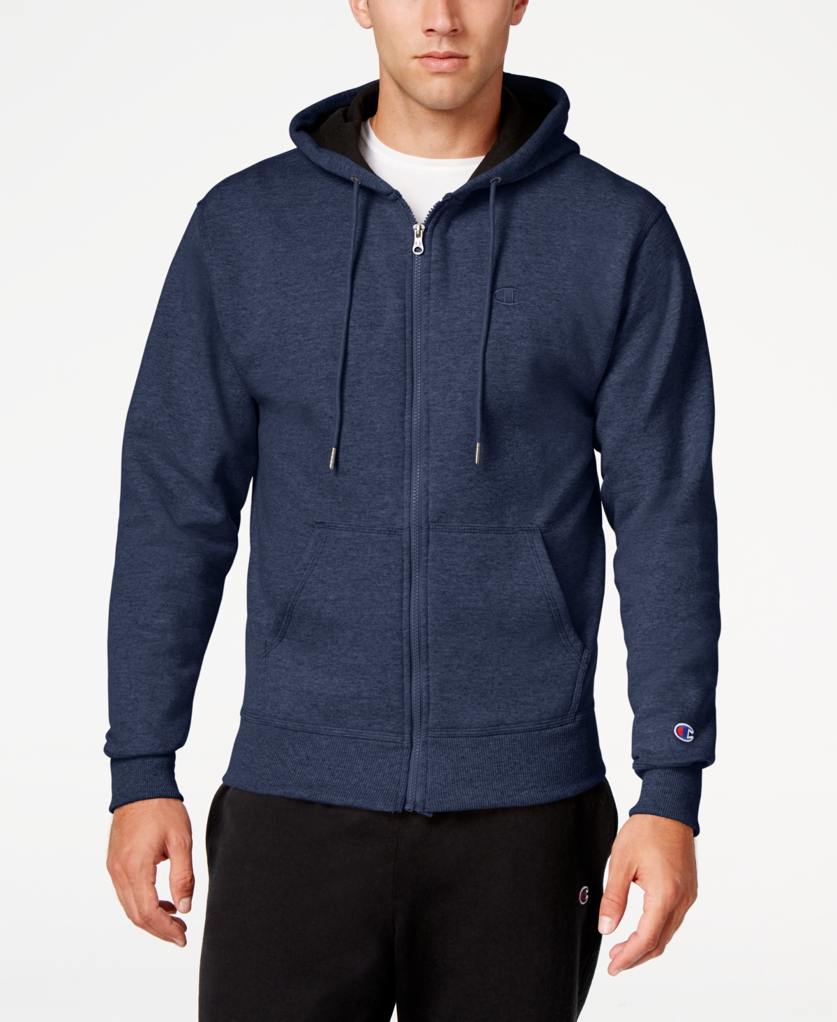 Champion Men's Powerblend Fleece Zip Hoodie In Blue