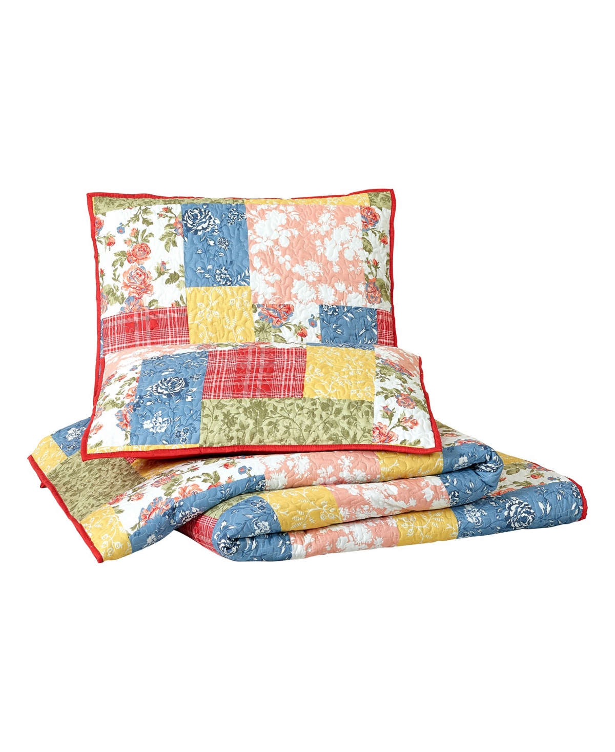 Modern Heirloom Farmhouse Florals Reversible -Piece Quilt Set