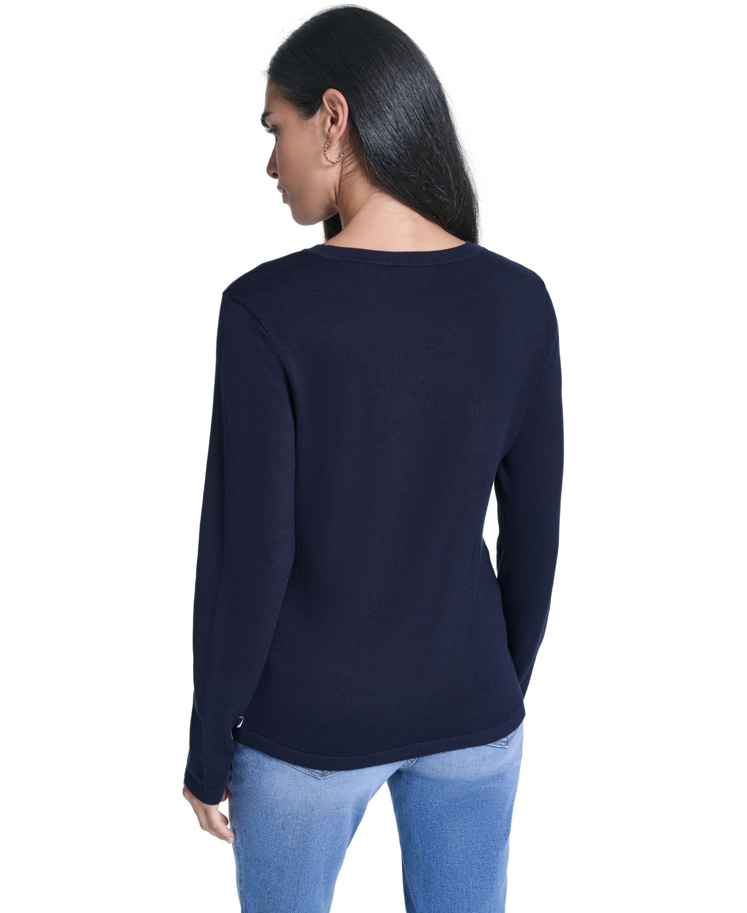 Women's Intarsia Dog Long-Sleeve Crewneck Sweater