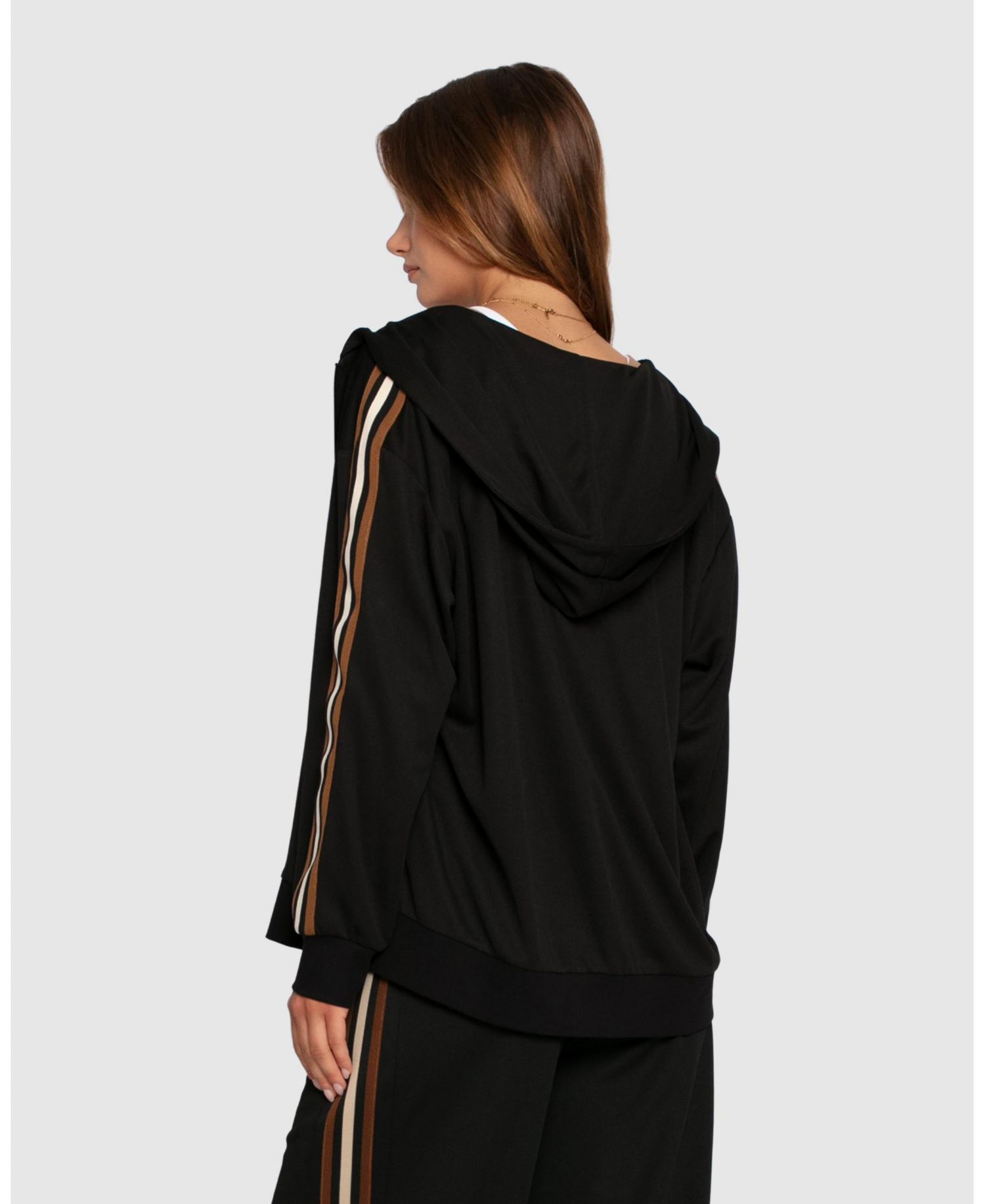 Women's Ready To Go Hooded Zip-Up Striped Sleeve Jacket
