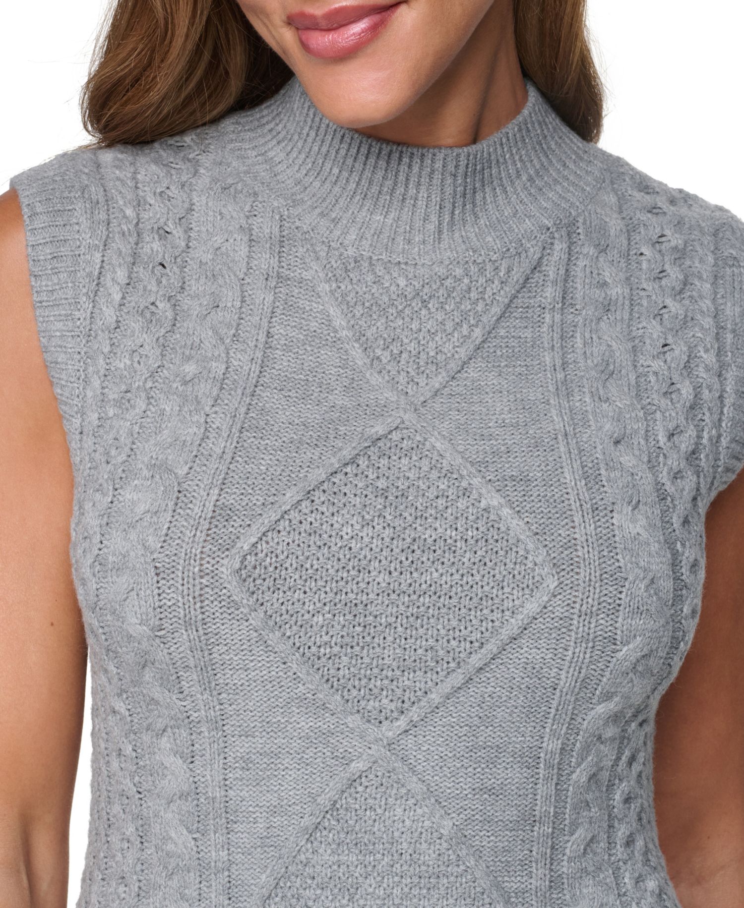 Petite Mini Cable Fit & Flare Mock Neck Dress