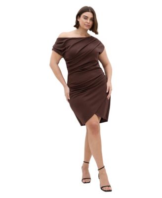 Plus Size Off-the-Shoulder Wrap Mini Dress