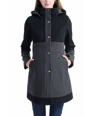 Maternity Tessa Hooded Wool-Blend Colorblock Coat