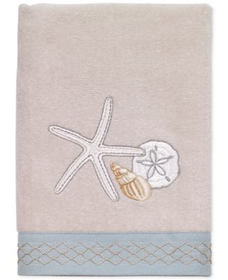 Avanti Seaglass Embroidered Seashell Cotton Bath Towels - Macy's