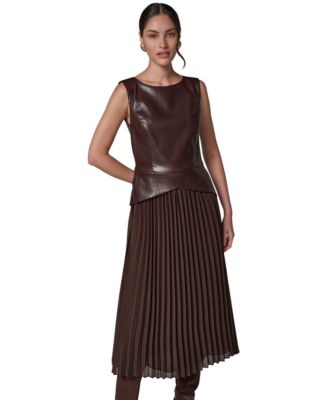 Petite Boat-Neck Faux-Wrap A-Line Midi Dress