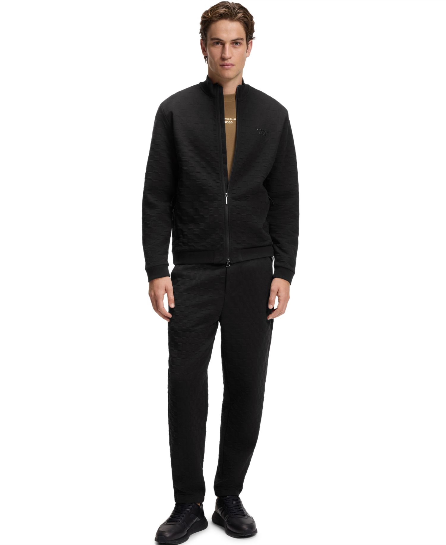 BOSS by x Porsche Men's Regular-Fit Check Jacquard Sweatshirt