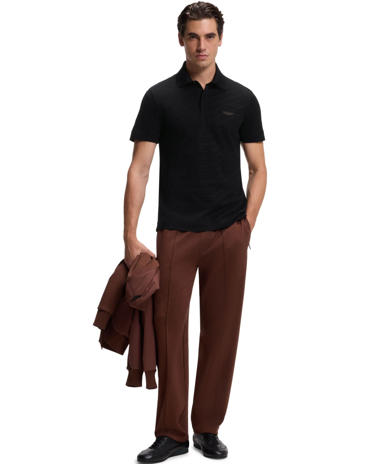 x Aston Martin Men'sCotton Mercerized Cotton Jacquard Regular-Fit Polo Shirt