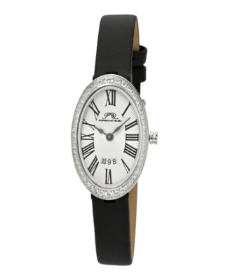 Women's Eloise Topaz Black Satin Covered Genuine Leather Band Watch 34 mm