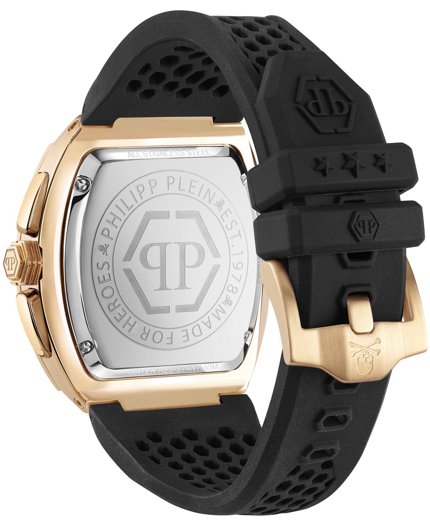 Мужские часы Philipp Plein Hexagon Phantom Black Silicone Strap Watch 44mm — фото 3