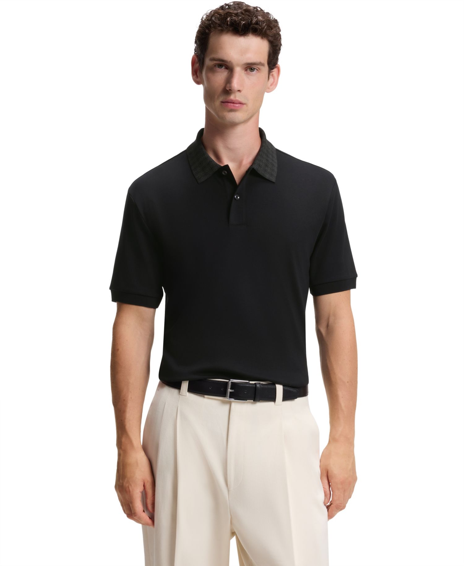 Men's Cotton Regular-Fit Patterned Collar Polo Shirt