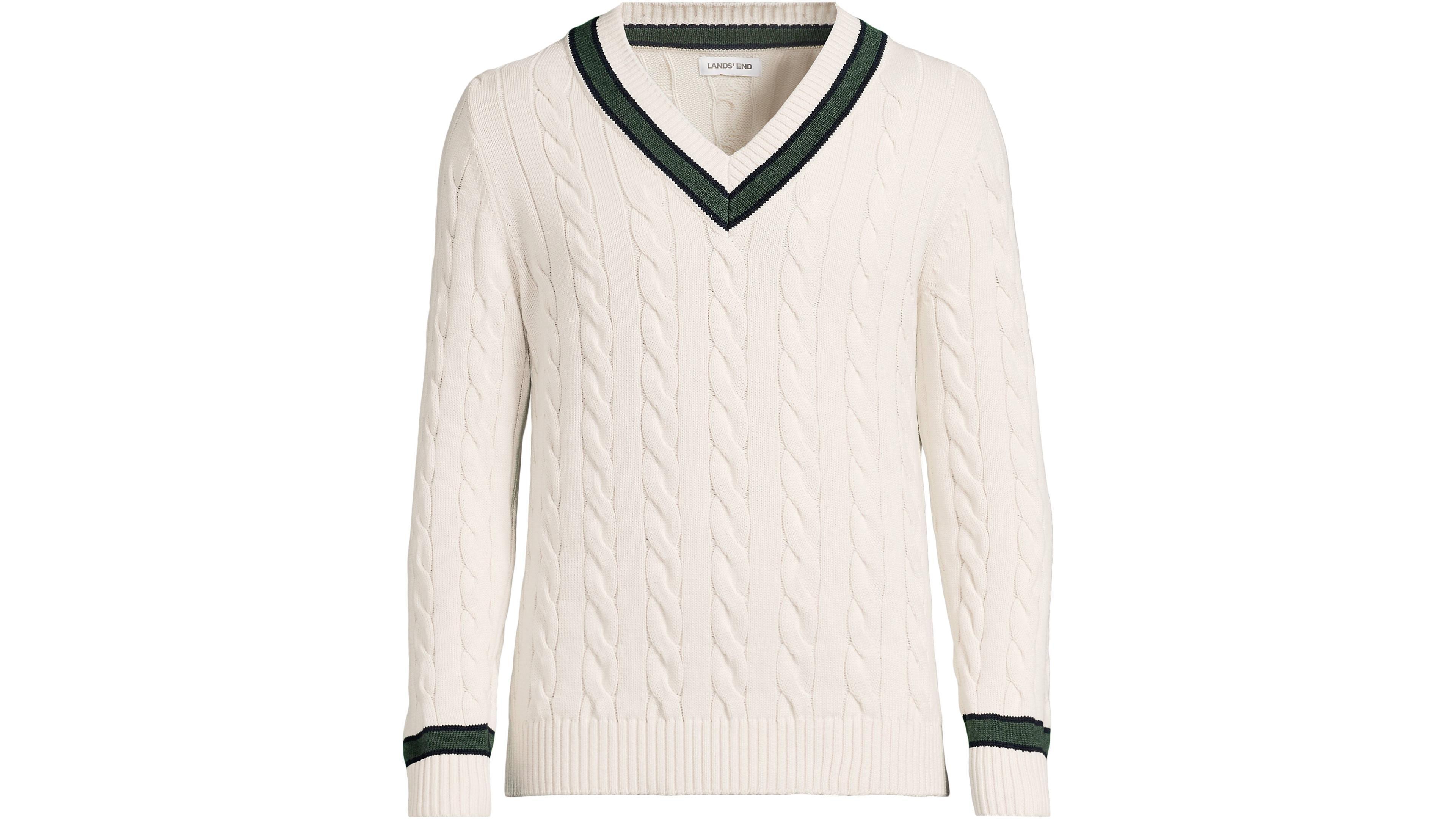 Lands' End Men's Long Sleeve Drifter Cricket Sweater