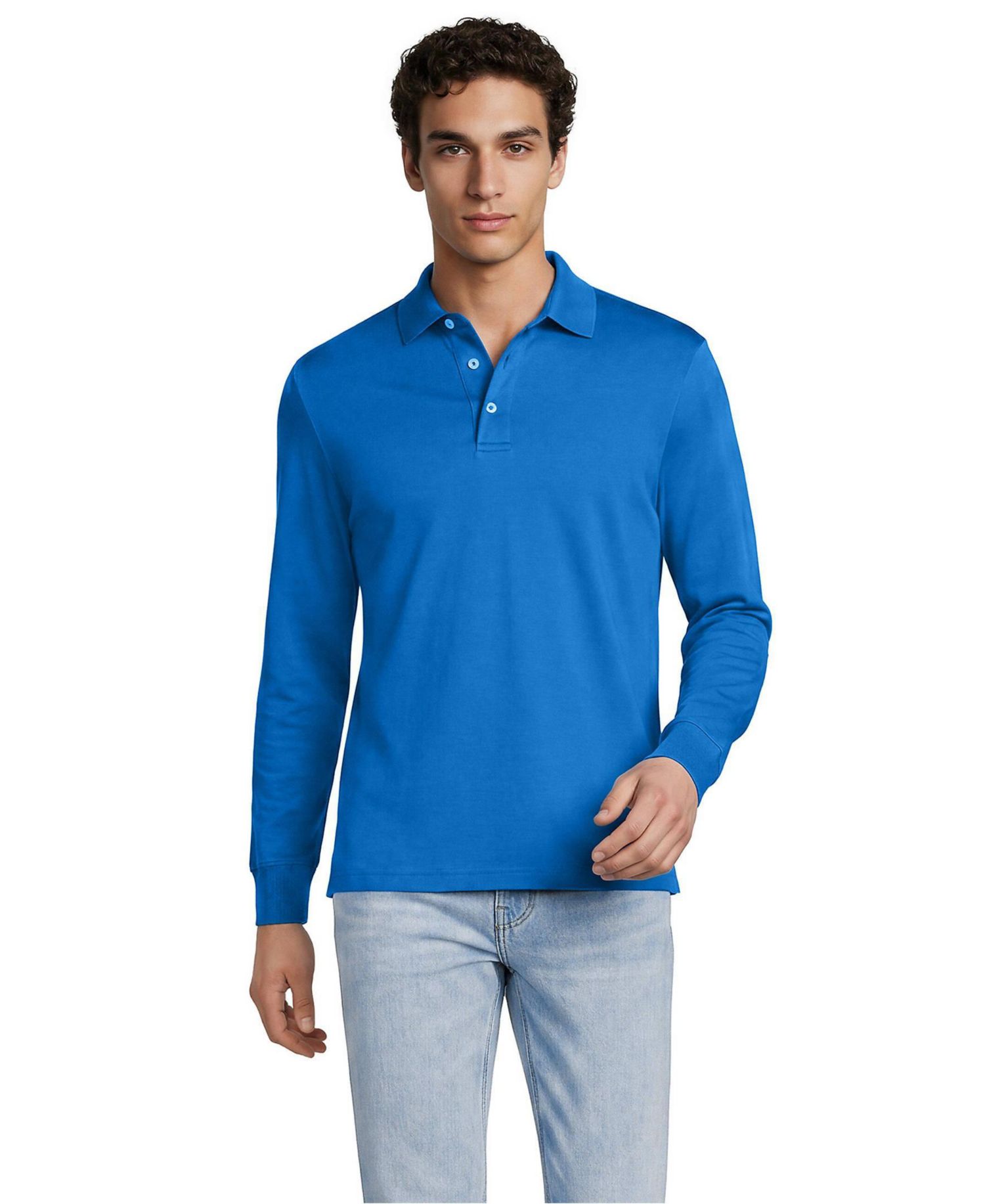 Men's Long Sleeve Cotton Supima Polo Shirt