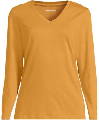 Plus Size Supima Cotton Long Sleeve V-Neck T-Shirt