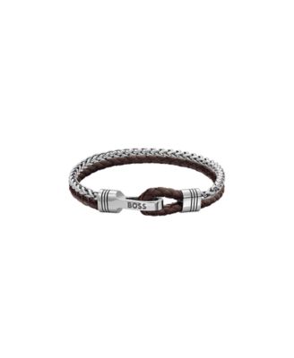 Men's Jaxon Stainless Steel Brown Leather Bracelet
