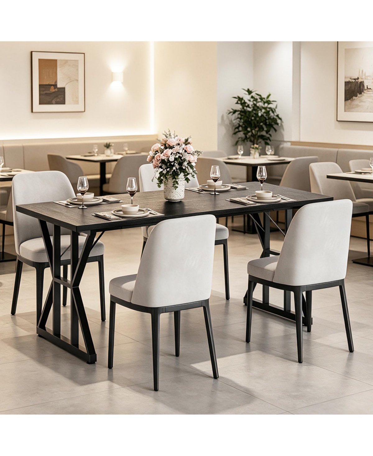 gaomon 71-in Modern Industrial Dining Table for 4-6 People Rectangular Kitchen Table with Waterproof Wood Top and Robust Metal Frame for Home Office