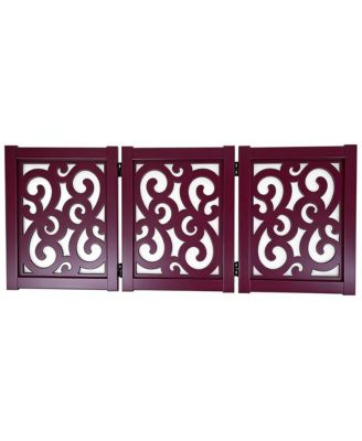 Ashfield and Harkness: Scroll 3 Panel Pet Gate - Mahogany