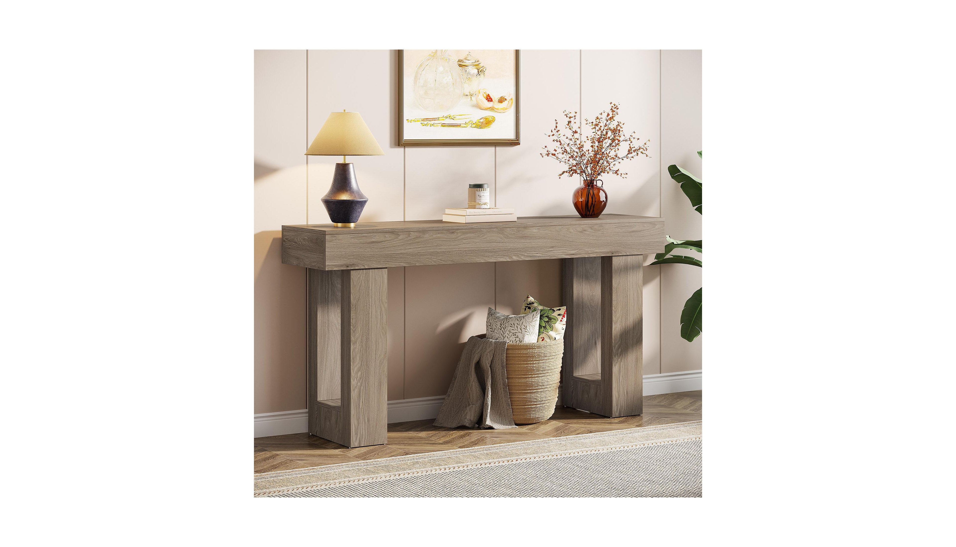 Slickblue Modern 63 Inch Console Table for Entryway with Wood Finish
