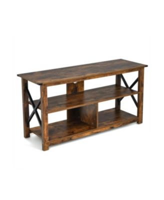 3-Tier 47 Inch TV Console for 55 Inch Screens with X-Shape Metal Frame