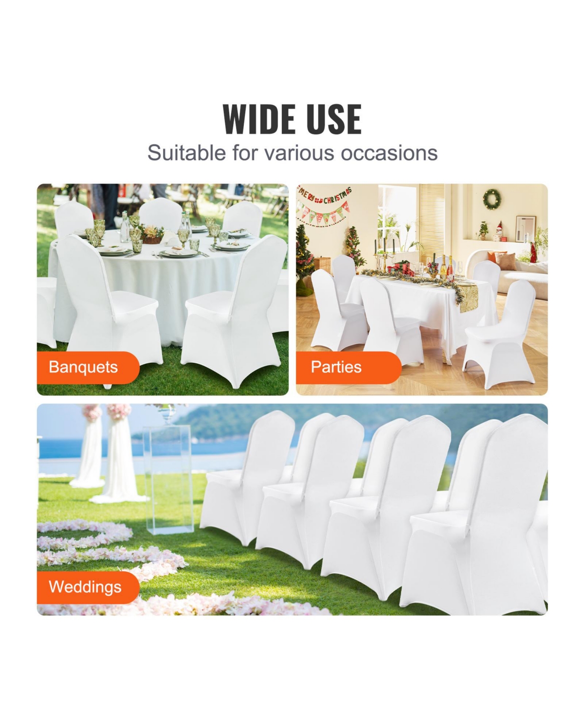 Sugift 100 Pieces Stretch Spandex Folding Chair Covers Universal Fitted Removable Washable Slipcovers