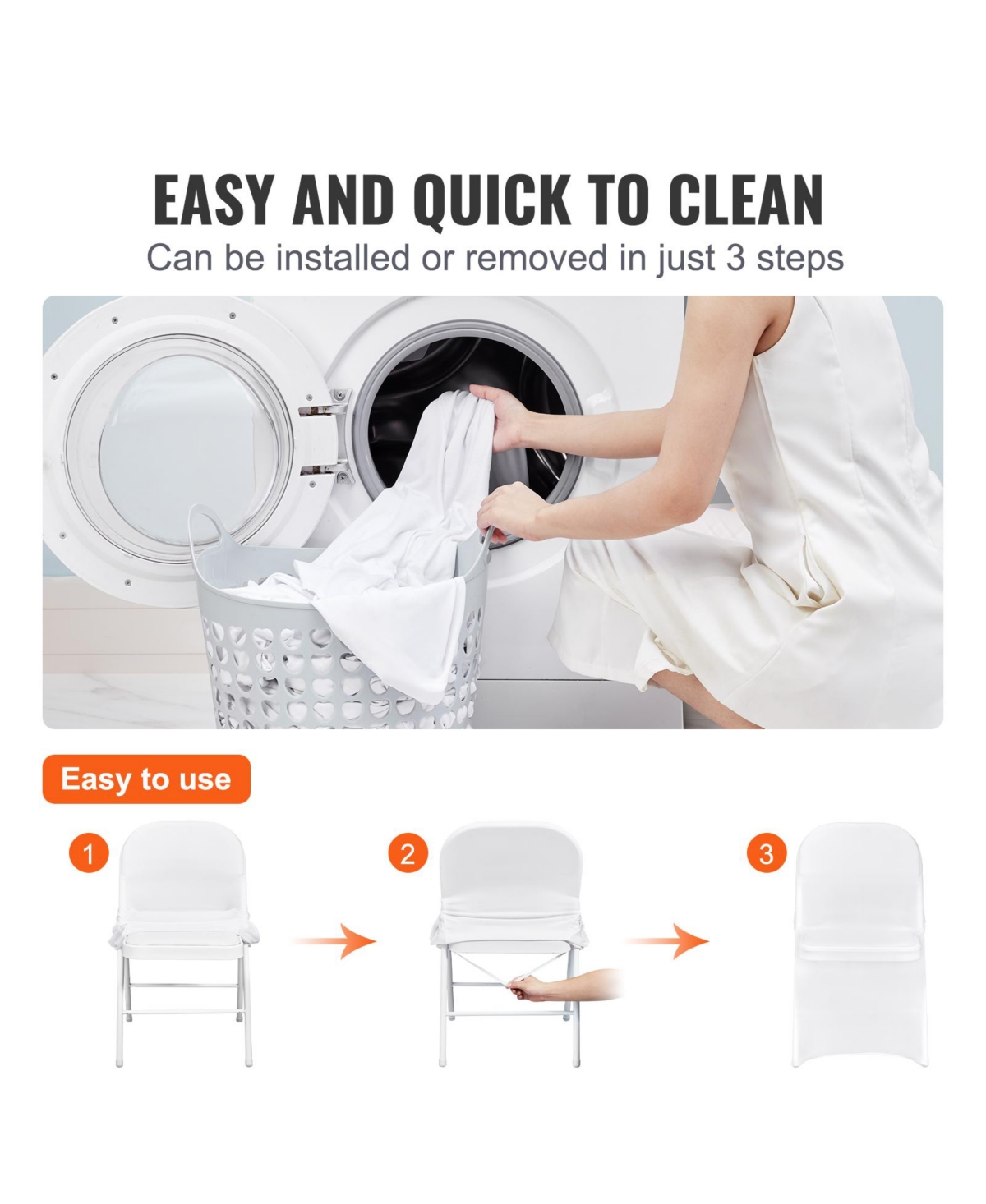 Sugift 50Pieces Stretch Spandex Folding Chair Covers Removable Washable Protective Slipcovers Universal Fit