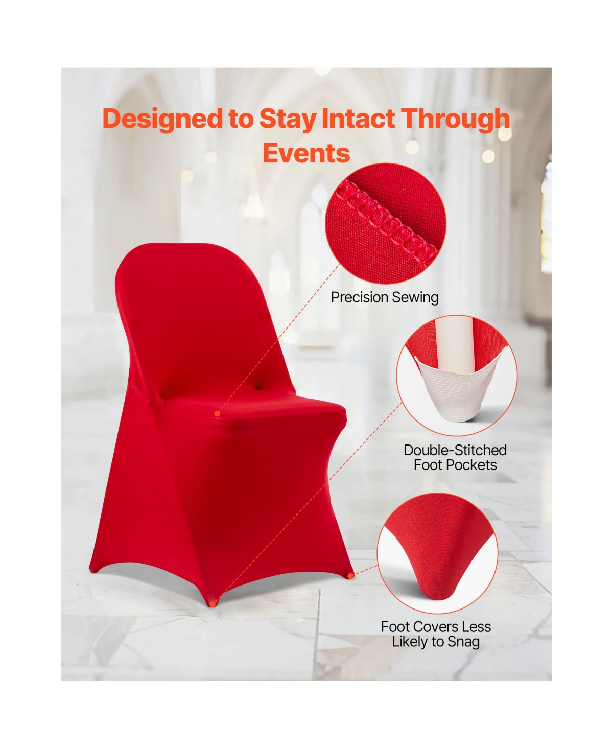 Sugift 50 Pieces Polyester Spandex Stretch Chair Covers Flat-Front Slipcovers Fits 17.72 x 18.11 x 30.31