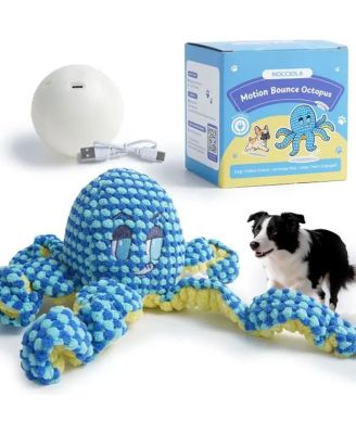 Octo Ball Interactive Dog Toy, No Stuffing Bouncing Octopus Plush, USB Rechargeable Auto Bounce Core, Touch Activated Enrichment Toy