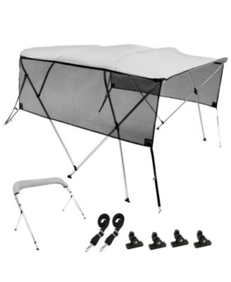 4 Bow Bimini Top Boat Cover with Mesh Sidewalls 600D Polyester