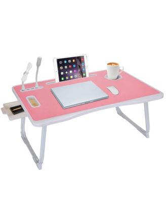 Laptop Bed Desk Foldable USB Port Cup Holder Drawer Portable