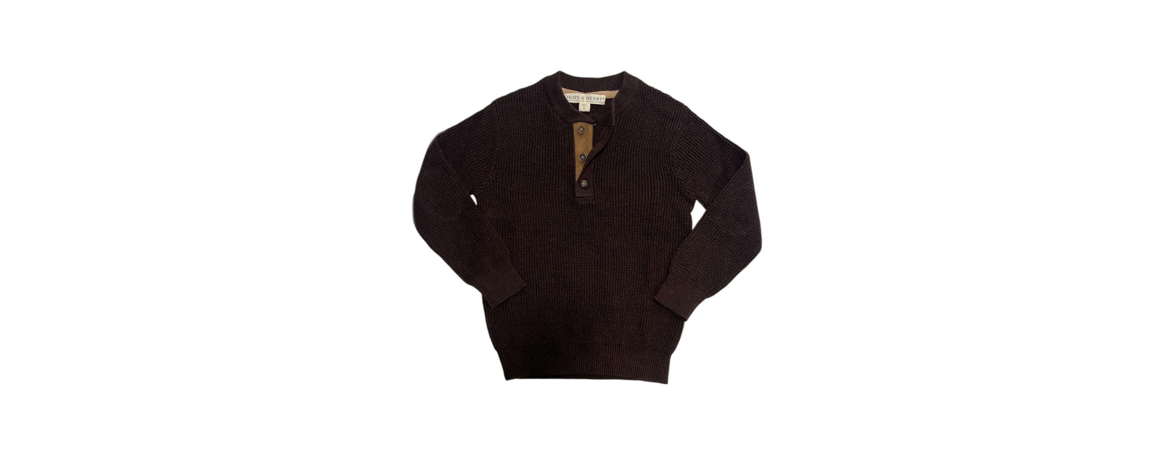 Hope & Henry Toddler Boys 2T-4T Organic Sweater Henley with Elbow Patches