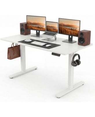 55" Electric Standing Desk – Height Adjustable Sit-Stand Desk with Memory, Home Office Table for Study and Gaming, Wooden Desktop