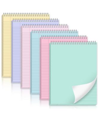 6 Pastel Top Bound Spiral Notebooks College Ruled Waterproof Covers Perforated Pages