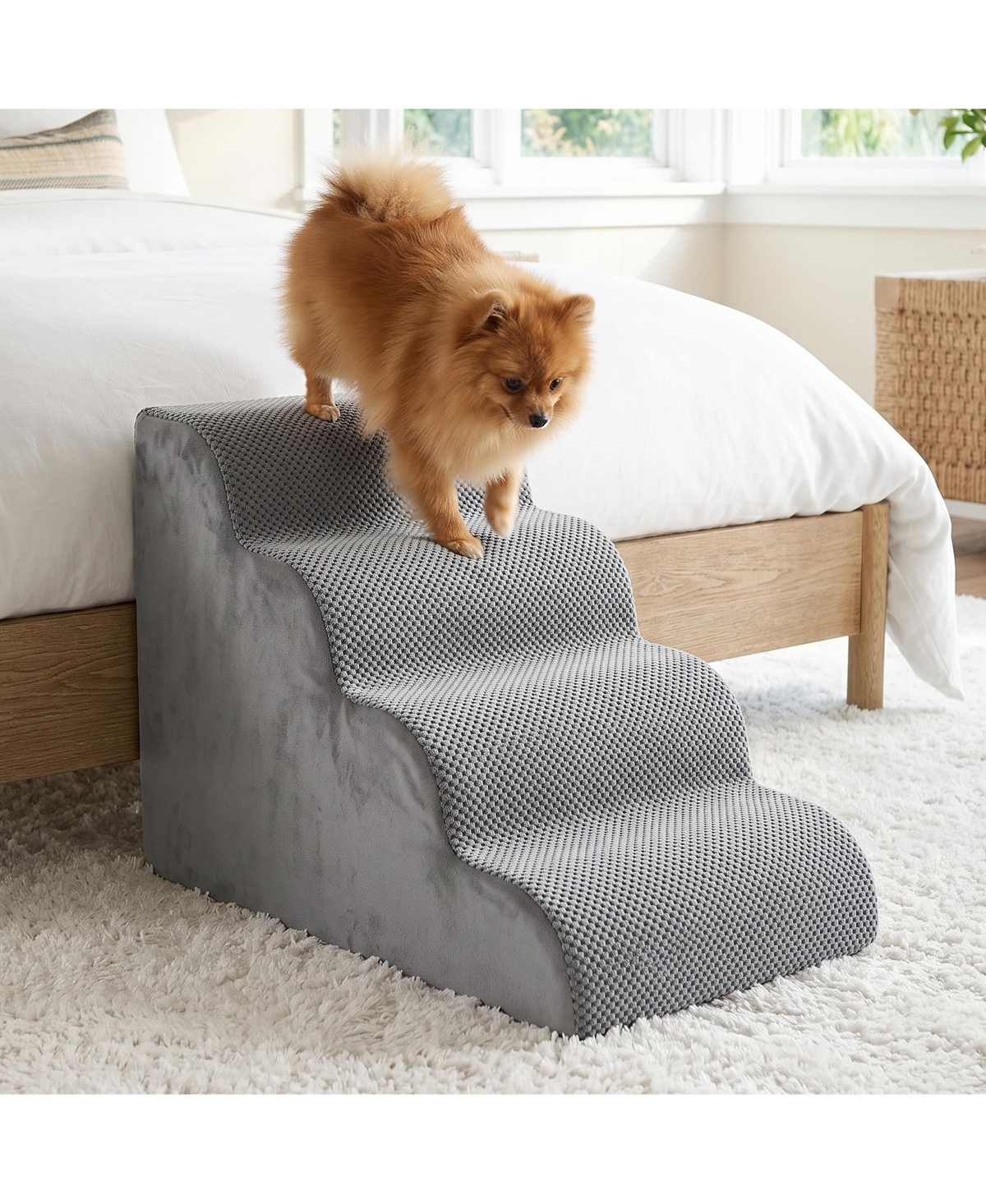 Zeny Staircase ramps designed for small dogs and cats, high-density foam curved pet steps