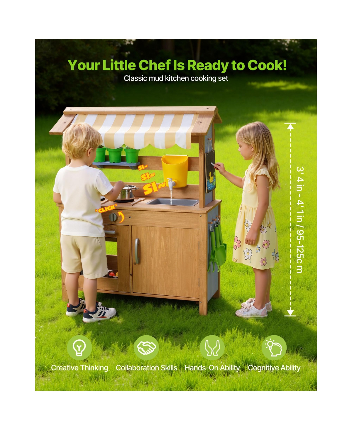 Sugift Sunshade-Canopy Water-Tank Mud Kitchen, Ages 3+