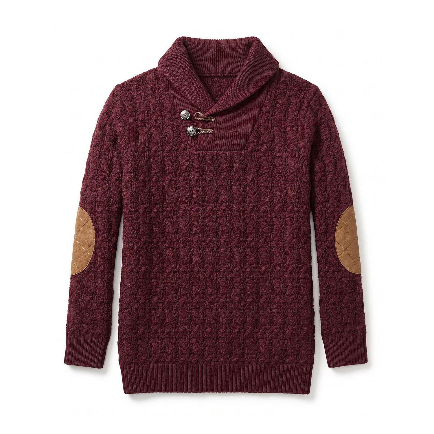 Little Boys (5-7)Organic Shawl Collar Cable Sweater with Elbow Patches