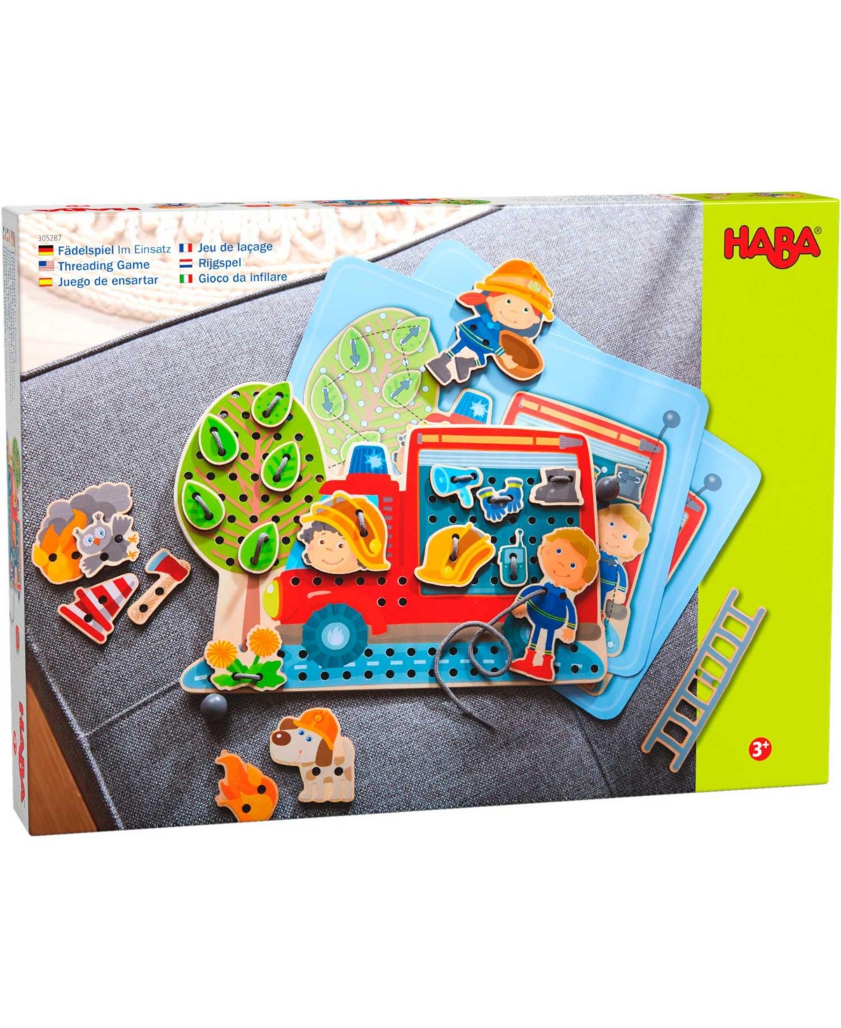 Haba Fire Engine Rescue Threading Fine Motor Skills 38-Piece Activity, Ages 3+